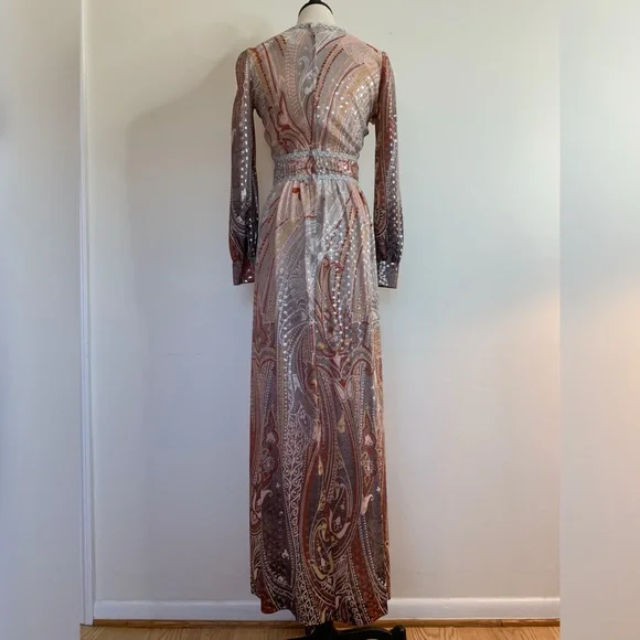 Toni Todd 1960s Ombre Paisley Lamé Maxi Dress - Picture 4 of 12